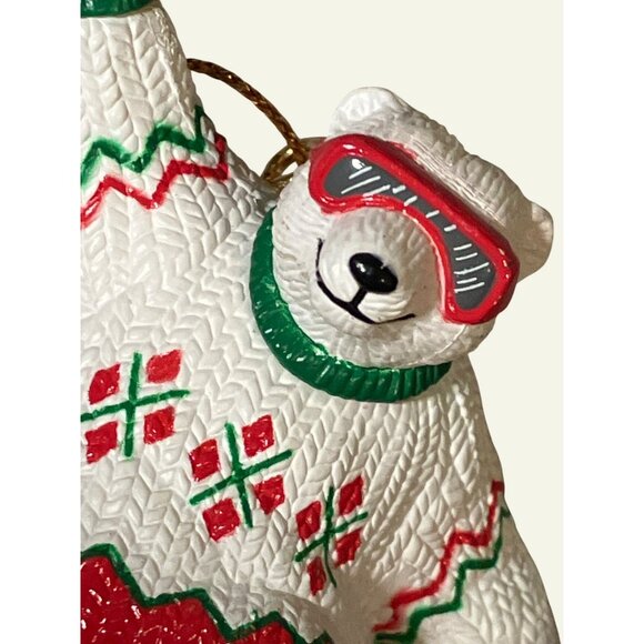 Coca Cola Polar Bear Collection Ornament Bear on Snowboard 1995 - Picture 8 of 13